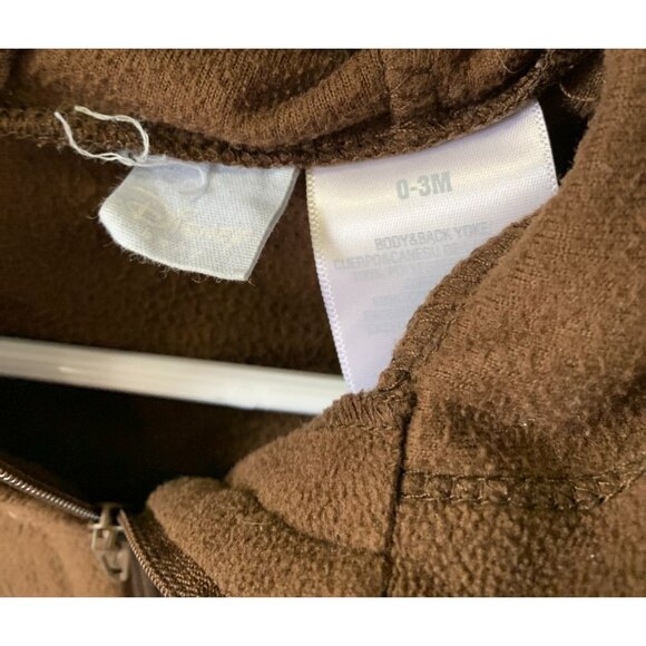 Disney Vintage Baby Infant 0 3 Months Brown Fleece Jacket Full Zip Coat Embroide - Picture 2 of 3
